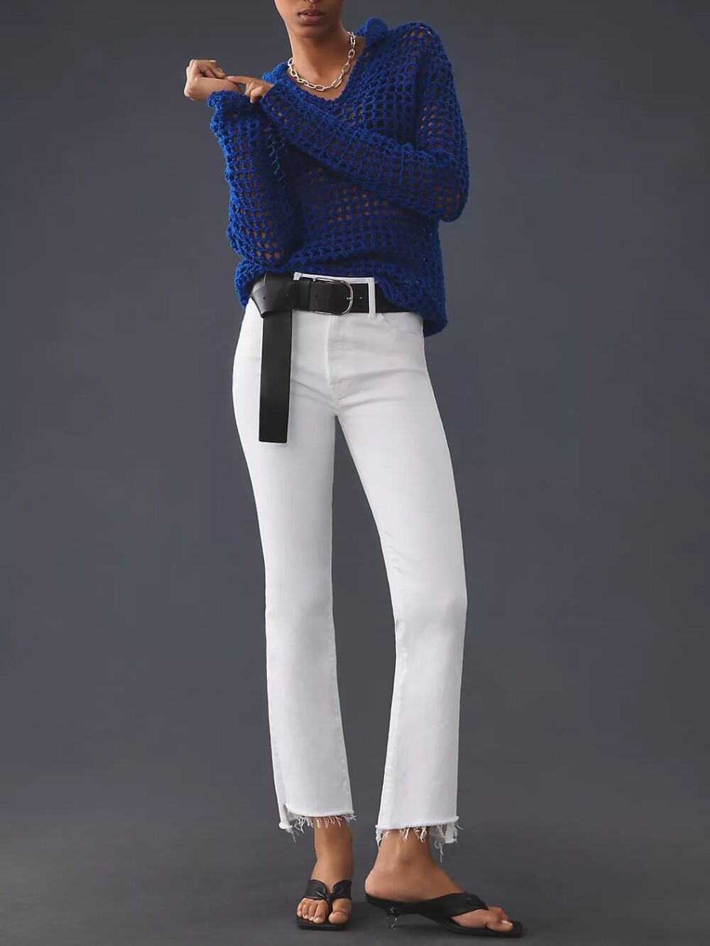 MOTHER The Insider White Mid-Rise Crop Step Fray Jeans